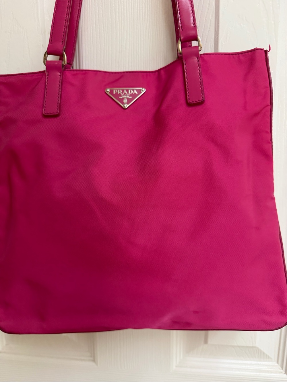 Prada Magenta Nylon Tote with Leather Handles - Picture 6 of 15